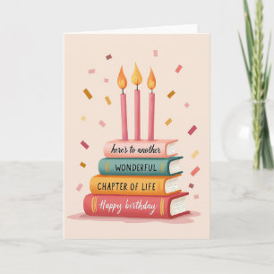 Carte de vœux d'anniversaire de pile de livres