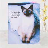 Carte de voeux d'anniversaire de Siamese (Fleur jaune)