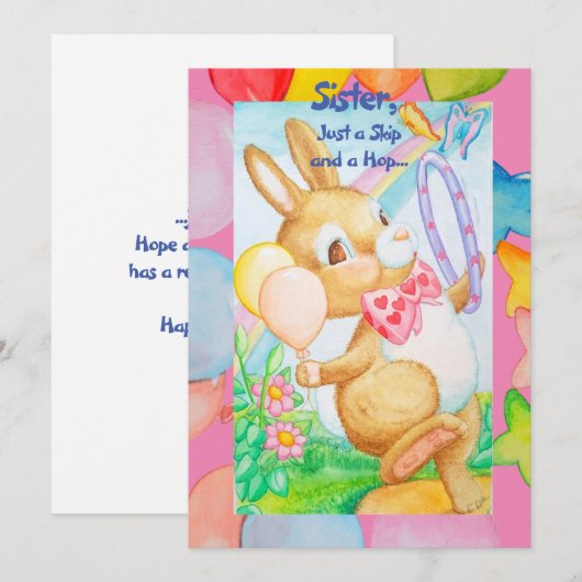 Carte de voeux d'anniversaire de soeur (Devant / Derrière)