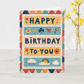 Carte de vœux d'anniversaire de style patchwork (Fleur jaune)