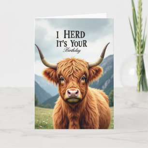 Carte de vœux d'anniversaire de vache joyeuse