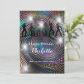 Carte de vœux d'anniversaire disco psychédélique f (Debout devant)