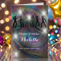 Carte de vœux d'anniversaire disco psychédélique f