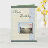 Carte de voeux d'anniversaire d'océan de paysage (Fleur jaune)