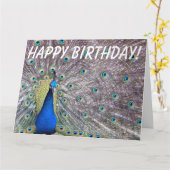 Carte de voeux d'anniversaire d'oiseau de paon (Fleur jaune)