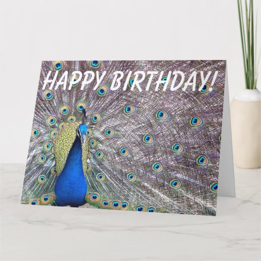Carte de voeux d'anniversaire d'oiseau de paon (Devant)