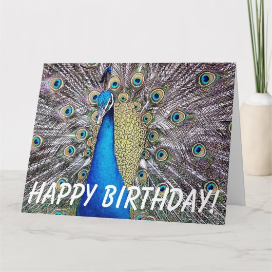 Carte de voeux d'anniversaire d'oiseau de paon (Devant)