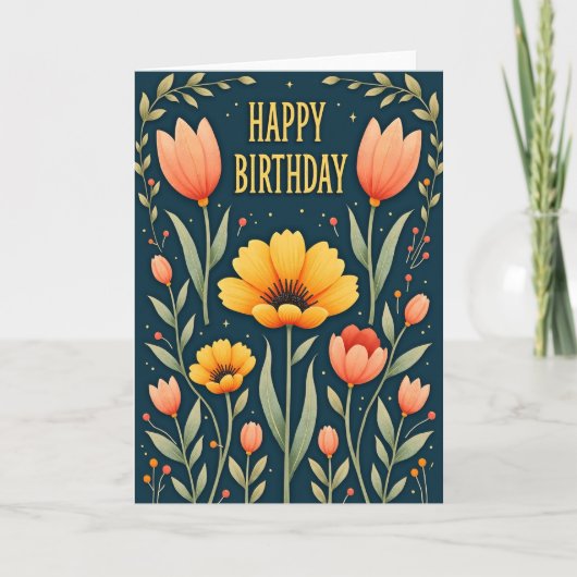 Carte de vœux d'anniversaire dorée (Devant)