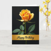 Carte de vœux d'anniversaire dorée (Fleur jaune)