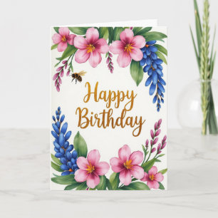 Carte de vœux d'anniversaire dorée