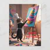 Carte de vœux d'anniversaire drôle avec un chat et (Devant)