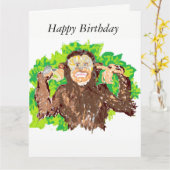Carte de vœux d'anniversaire drôle / Singe (Fleur jaune)