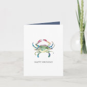 Carte de voeux d'anniversaire du crabe bleu aquare (Devant)