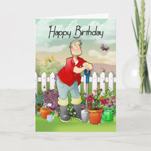 carte de voeux d'anniversaire du jardinier