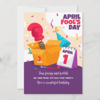 Carte de voeux d'anniversaire du jour du fou d'avr