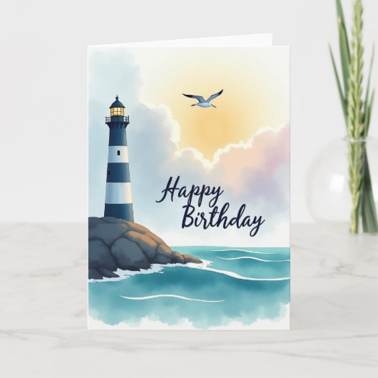 Carte de vœux d'anniversaire du phare côtier (Devant)