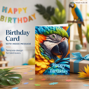 Carte de vœux d'anniversaire d'un perroquet Ara tr