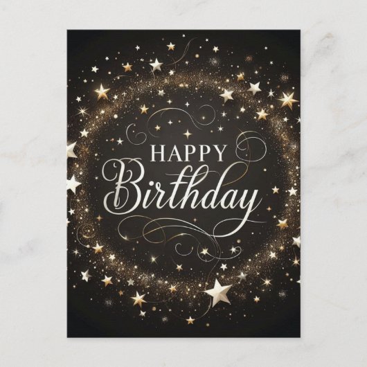 Carte de vœux d'anniversaire élégante à paillettes (Devant)