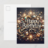 Carte de vœux d'anniversaire élégante à paillettes (Devant / Derrière)