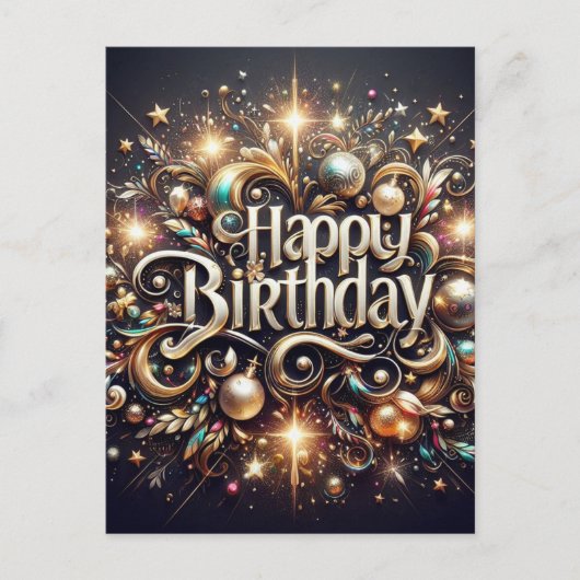 Carte de vœux d'anniversaire élégante à paillettes (Devant)