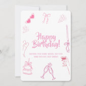 Carte de vœux d'anniversaire élégante rose avec de (Devant)