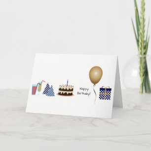 Carte de vœux d'anniversaire - en bleu marine