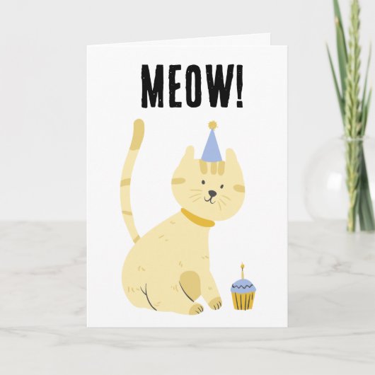 CARTE DE VOEUX D'ANNIVERSAIRE ENFANT CHAT MIGNON (Devant)