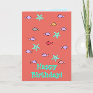 Carte de vœux d'anniversaire Étoile de mer Poisson