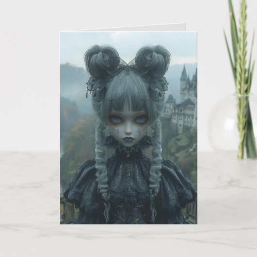 Carte de vœux d'anniversaire étrange de fille goth (Devant)