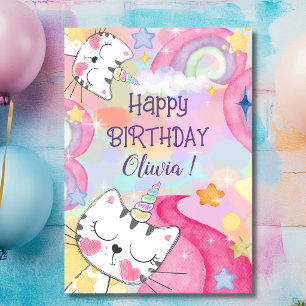 Carte de vœux d'anniversaire féline magique Catico