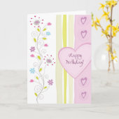 Carte de voeux d'anniversaire fleurie rose féminin (Fleur jaune)