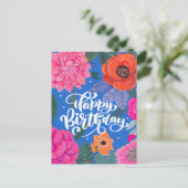 Carte de voeux d'anniversaire floral brillant (Debout devant)