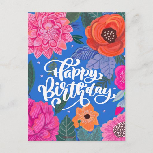 Carte de voeux d'anniversaire floral brillant (Devant)