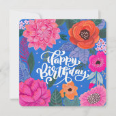 Carte de voeux d'anniversaire floral brillant (Devant)