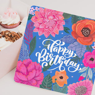 Carte de voeux d'anniversaire floral brillant