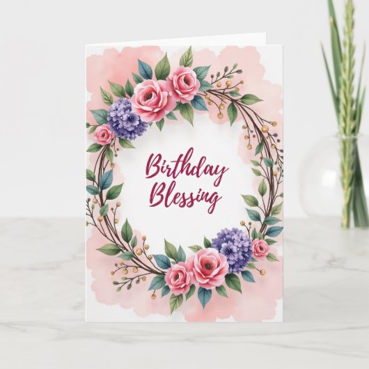 Carte de vœux d'anniversaire florale (Devant)