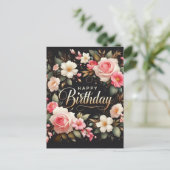 Carte de vœux d'anniversaire florale élégante (Debout devant)