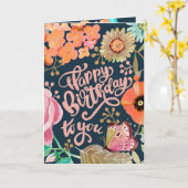 Carte de voeux d'anniversaire Flower & Lettering (Fleur jaune)
