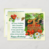 Carte de vœux d'anniversaire fraise ~ Grand-mère (Devant / Derrière)