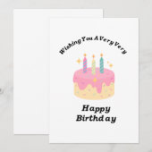 Carte de vœux d'anniversaire gâteau joyeux (Devant / Derrière)