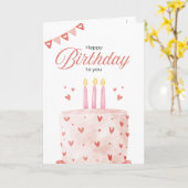 Carte de vœux d'anniversaire gâteau rose (Fleur jaune)