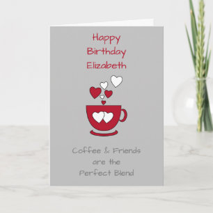 Carte de vœux d'anniversaire Grey Coffee & Friends