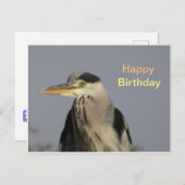 Carte de vœux d'anniversaire Héron cendré (Devant / Derrière)
