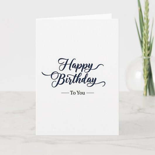 Carte de vœux d'anniversaire Indigo Script (Devant)