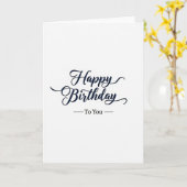 Carte de vœux d'anniversaire Indigo Script (Fleur jaune)