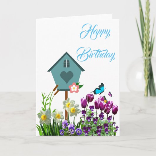 Carte de vœux d'anniversaire Jardin de fleurs papi (Devant)