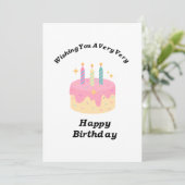 Carte de vœux d'anniversaire joyeuse avec gâteau (Debout devant)