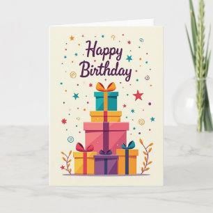 Carte de Vœux d'Anniversaire Joyeux avec Cadeaux E