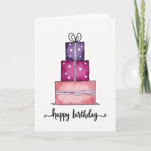 Carte de vœux d'anniversaire Joyeux Cadeau Empilé