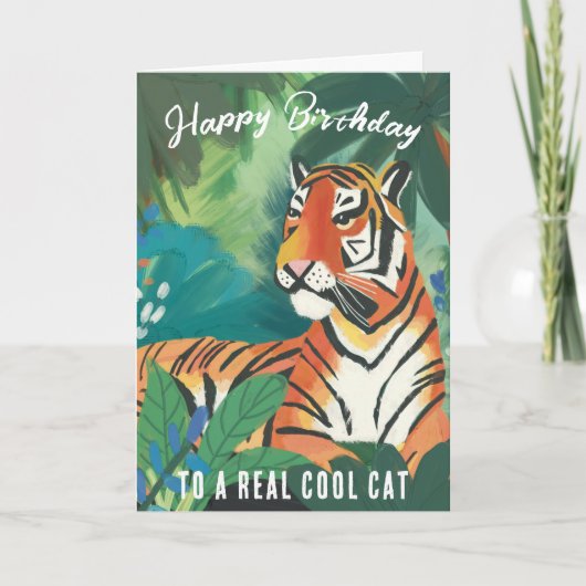 Carte de vœux d'anniversaire Joyeux Tigre de la Ju (Devant)